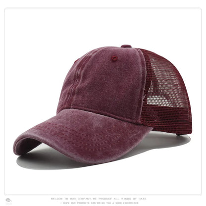 Custom Logo Blank Baseball Cap For Men Summer Breathable Mesh Hat Women Vintage Washed Distressed Trucker Sun Hats