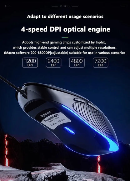Mouse cablato USB INPHIC B1 silenzioso da ufficio e gaming per PC e laptop