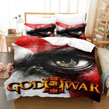 2023 Game God of War Bedding Set Single Twin Full Queen King Size Bed Set Aldult Kid Bedroom Duvetcover Sets Anime Bed Sheet Set