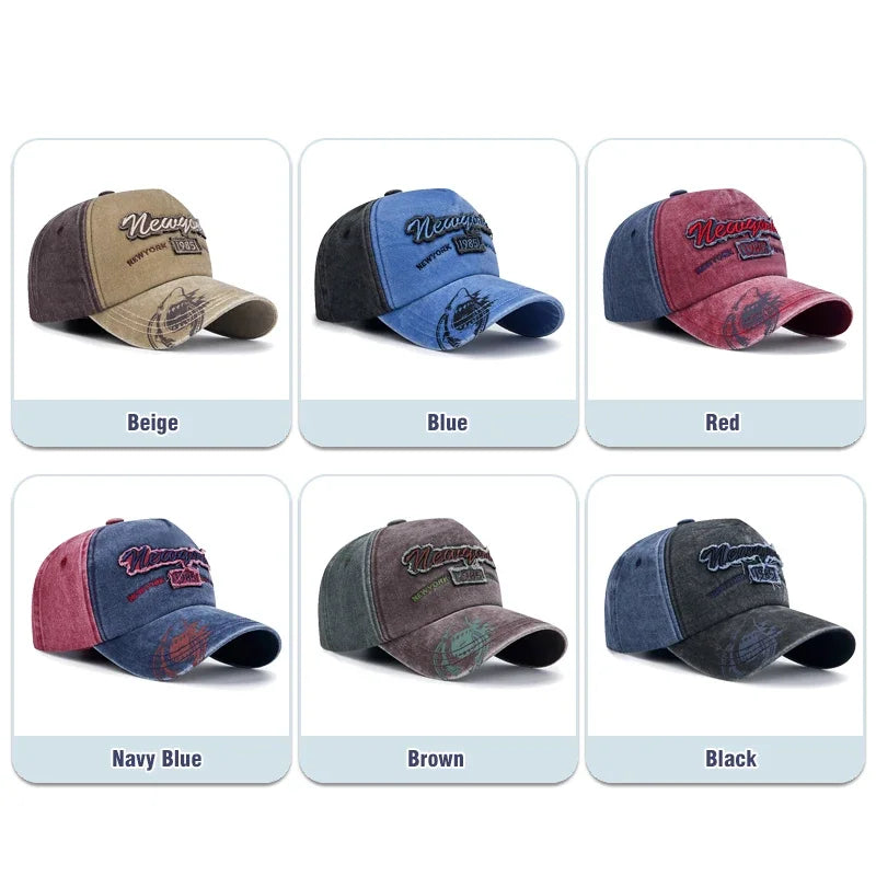 6 Colors New Unisex Washed Distressed Craft Patch 3 Dimensional Embroidery Design Baseball Cap