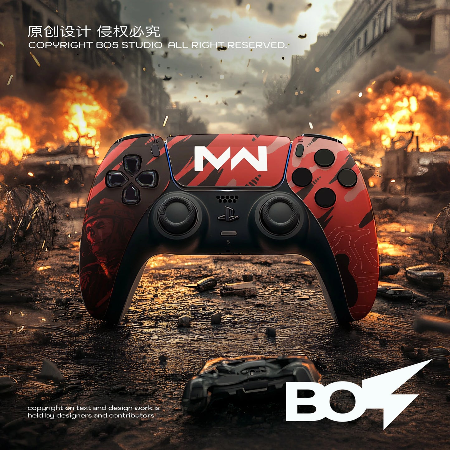 BO5 Call Of Duty durable Coating Replacement Front Shell Touchpad Compatible with ps5 Controller BDM-010/020/030/040/050