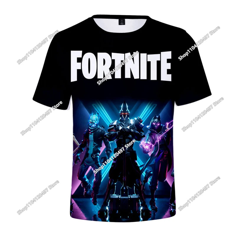 T-shirt de Verão para Criança Battle Royale Fortnite Hero Victory 3D — T-shirt para Rapazes, Raparigas e Bebés