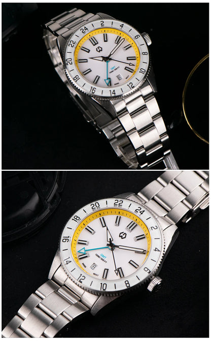 WSD9025 New Men's Automatic Watch Quartz Swiss Movement BGW9 Luminous Bezel 4-Pin GMT 150 Meters Waterproof Diving