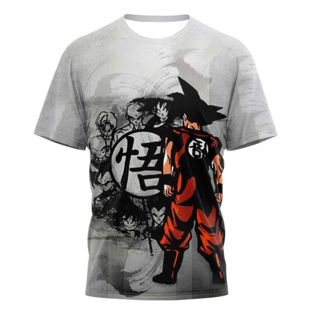 2026 Summer Dragon Ball Goku "Ink Martial Arts" 3D Printed Breathable Quick-Drying T-Shirt for Men and Women, Parental Use Top
