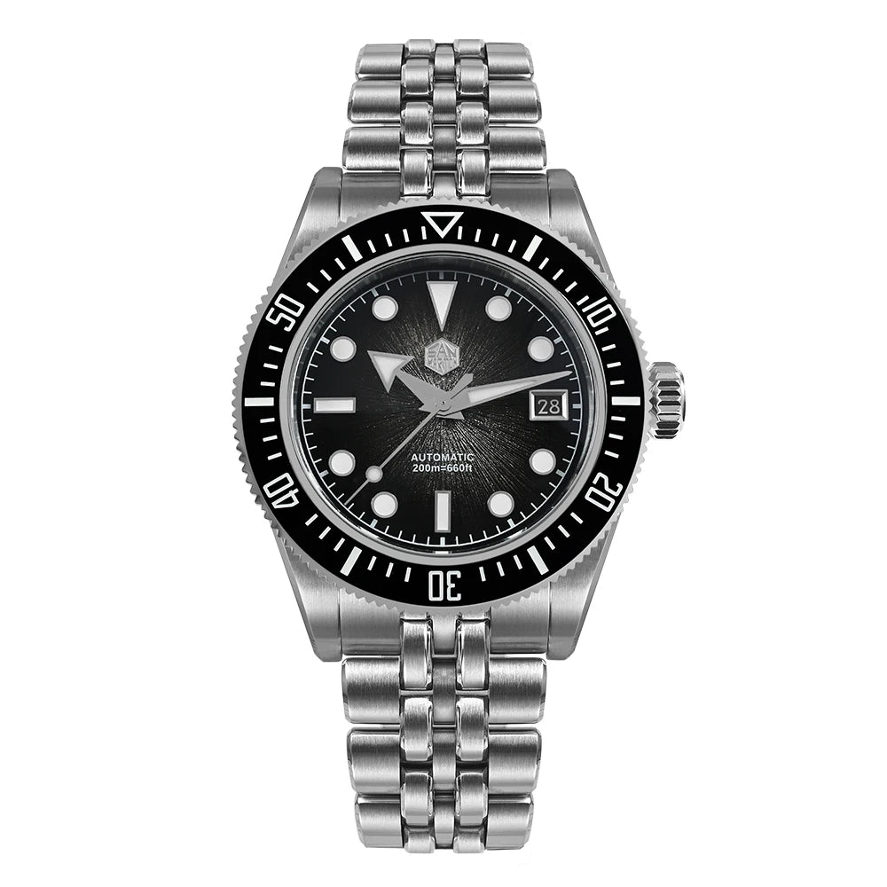 Relógio de mergulho de luxo para homem San Martin 40mm Miyota 9015, mostrador em esmalte sunburst, relógio de pulso mecânico automático, resistente à água 200m, SN0148