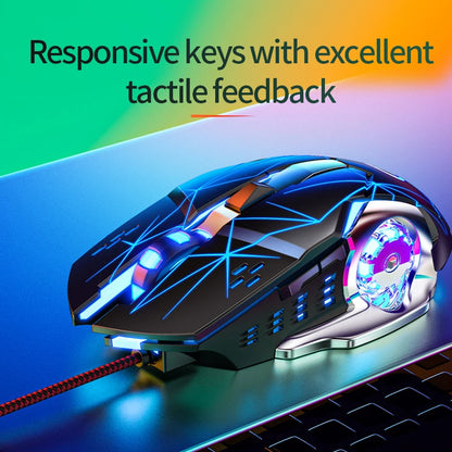 Mouse da gaming cablato USB a 6 pulsanti, retroilluminato, ergonomico, DPI regolabile, ottico, per PC gamer e computer desktop
