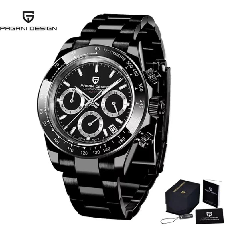 Novo Original PAGANI DESIGN PD-1664 Relógio de Pulso de Luxo para Homem, Movimento de Quartzo Japonês VK63, Safira, Cronógrafo Resistente à Água, Dourado