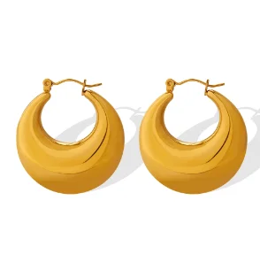 Hoop Earrings for Women Trendy Golden Stainless Steel Earring Jewelry New