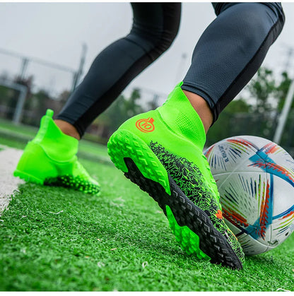 1 paire de chaussures de football pour hommes, résistantes à l'usure, antidérapantes, avec crampons longs et courts, idéales pour les matchs sur gazon extérieur, pour étudiants et adultes