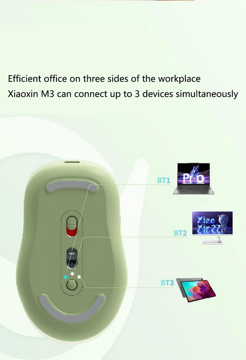 Mouse Lenovo Xiaoxin Bluetooth Wireless M3 grigio Twilight, silenzioso, tre Bluetooth, mouse da ufficio