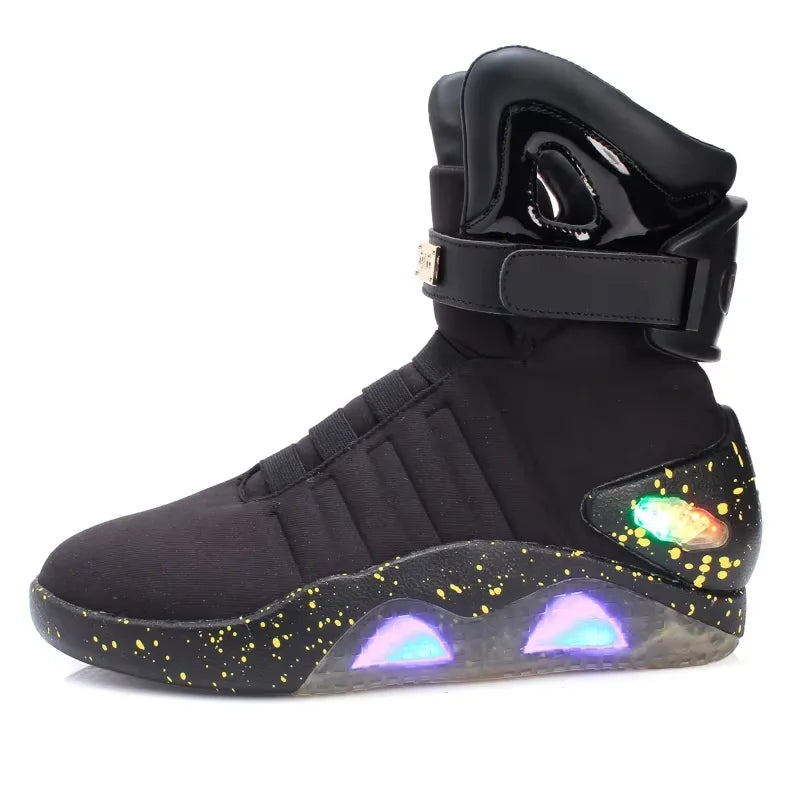 Men Remote Control LED Mag Shoes Fashion Light-Up Sneakers Air Shoes USB Rechargeable Shoes Back To The Future Boots 1989