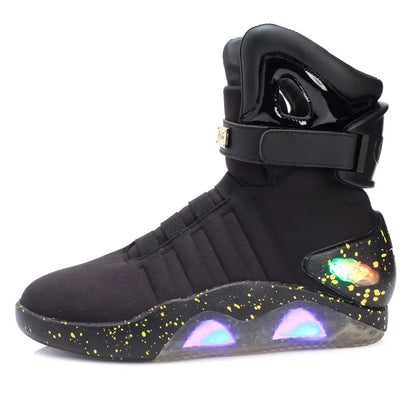 Men Remote Control LED Mag Shoes Fashion Light-Up Sneakers Air Shoes USB Rechargeable Shoes Back To The Future Boots 1989