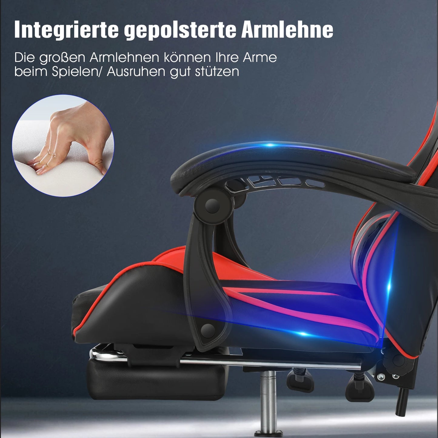 Ergonomic Gaming chair with massage function, height adjustable office chair computer chair with armrests headrests, up to 150KG