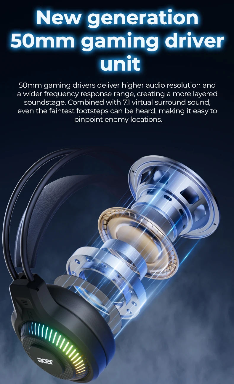 RGB kabelgebundene Gaming-Ohrhörer mit Mikrofon – Low-Latency-Surround-Sound-Gaming-Headset mit cooler RGB-Beleuchtung, Geräuschisolierung und komfortabler Passform