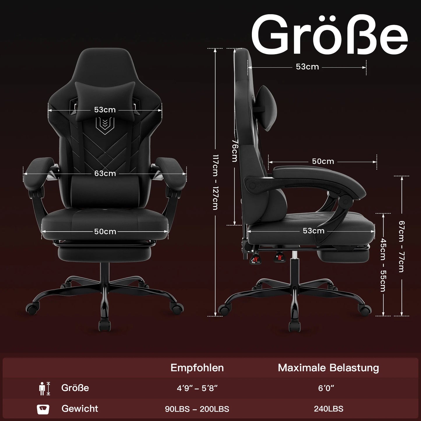 WOTSTA Gaming Chair, Ergonomic Office Chair, Racing Computer Chair, Height-Adjustable Computer Chair with Headrest