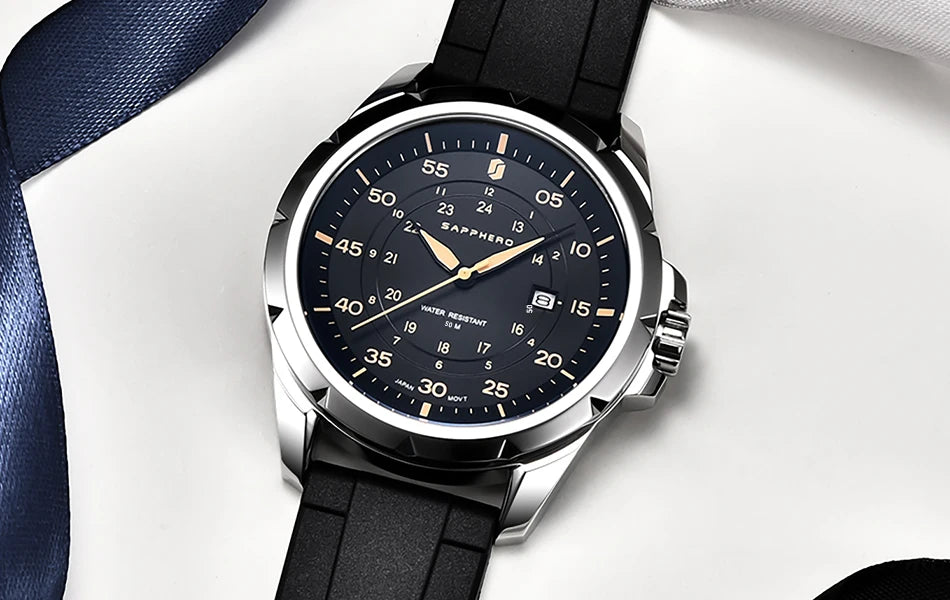 SAPPHERO Herrenuhr – Luxuriöse Quarzuhr, wasserdicht bis 50 m, ausgestattet mit einem importierten Uhrwerk und einem Edelstahlgehäuse – Eine ideale Geschenkidee für Herren.