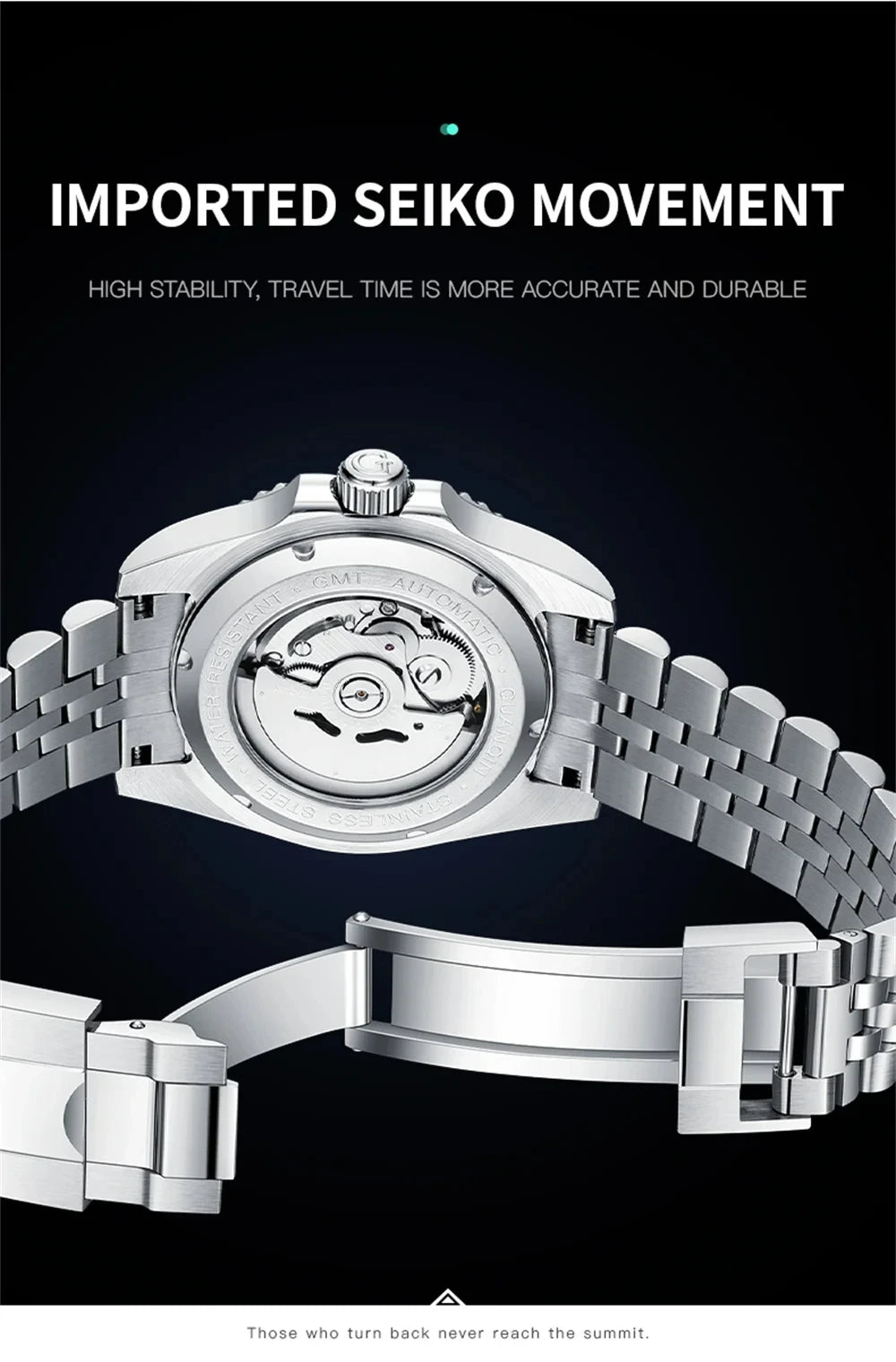 GUANQIN GMT Men's Watches 2025 New Automatic Watch Men NH34 Mechanical Wristwatch Sapphire Glass Stainless Steel Clock Left Hand