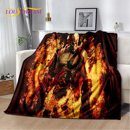God of War Game Gamers Kratos Soft Plush Blanket,Flannel Blanket Throw Blanket for Living Room Bedroom Bed Sofa Picnic Cover Kid