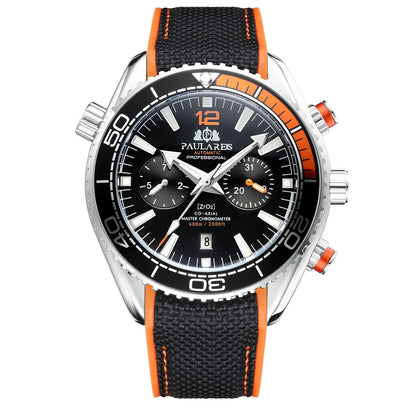 PAULAREIS P Reloj mecánico automático de lujo para hombre, cuerda automática, correa de caucho, resistente al agua, luminoso, con fecha, reloj de moda para hombre