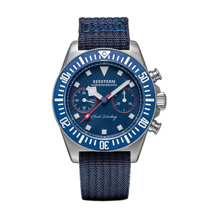 SEESTERN cronógrafo para hombre, reloj mecánico con movimiento Tianjin ST1901, cristal de zafiro, correa de nailon con velcro, esqueleto luminoso