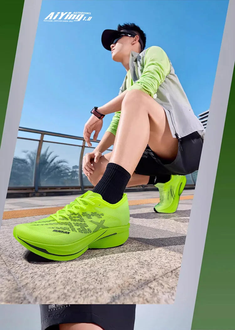 IRUNSVAN Carbon Plate Sports Shoes, Marathon Professional Running Shoes, Shock Absorbent Breathable Jogging Shoes, Unisex Model 095