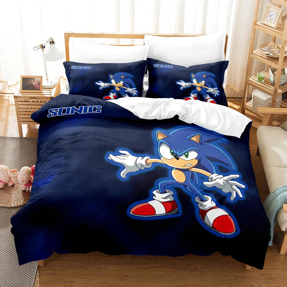 Cute Sonics Boy Bedding Set Exquisite 3D Digital Cartoon Sonics Duvet Cover Comforter Bed Youth Kids Girl Boys Gift