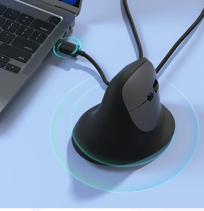Wired Right Hand Vertical RGB Mouse Ergonomic Gaming Mouse 1600DPI USB Optical Wrist Healthy Mouse for PC Computer