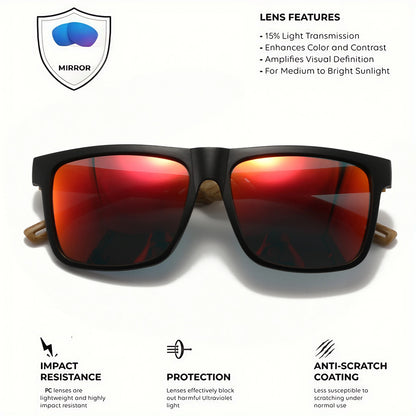 4PCS Wood Grain Spring Hinge Sunglasses - Classic Retro Square Frame, UV400 Unisex Comfort Fit for Daily Casual Wear