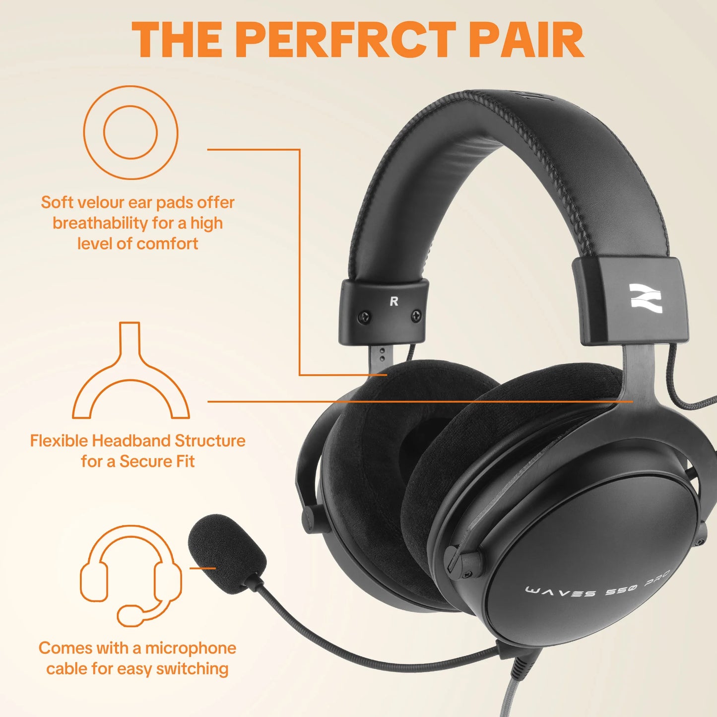 Auscultadores de Estúdio TALOMEN W550x – Auscultadores Profissionais de DJ com Fio, Over-Ear, para Monitorização, com Drivers de 50mm e Cabo Amovível