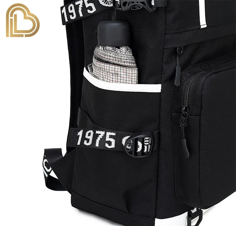 Mochila Yule Trooper F-Fortnited Battle Royale com carregamento USB, figuras anime e compartimento para material escolar para estudantes