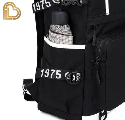 Mochila Yule Trooper F-Fortnited Battle Royale com carregamento USB, figuras anime e compartimento para material escolar para estudantes