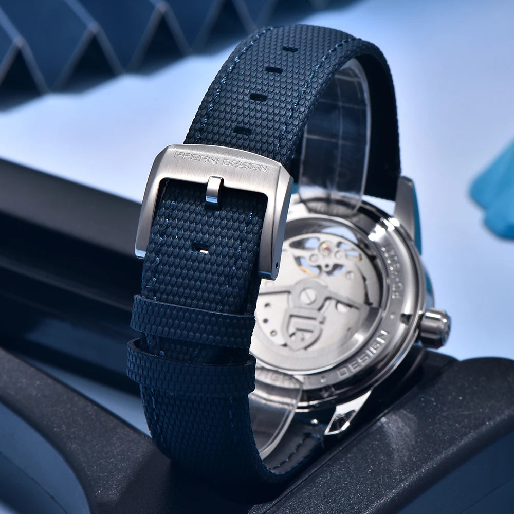 PAGANI DESIGN – Luxusné mechanické pánske hodinky, 41 mm, zafírové sklo, kožený remienok, vodotesné, v štýle pilotných hodín, s tourbillonom a fázou mesiaca
