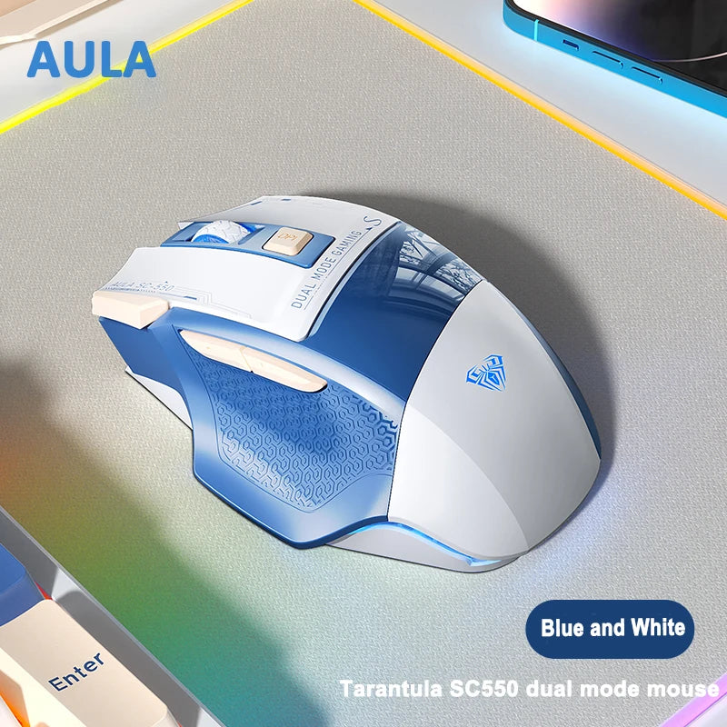 Ratón gaming AULA SC550 2.4G inalámbrico con macro, retroiluminación RGB, diseño ergonómico, ratón e-sports, accesorios para PC