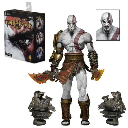 18CM Boxed NECA God of War Sparta Ghost Kratos Father Son Edition Atreus Action Doll Model Joint Mobile Toy Gift