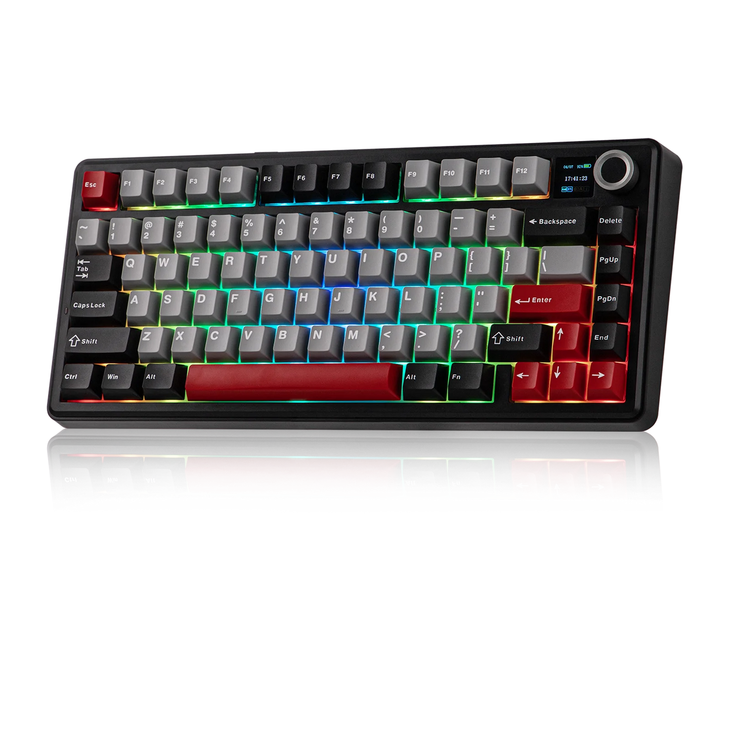EPOMAKER X AULA F75 MAX kompakte mechanische Tastatur im 75-%-ANSI-Layout, kabelgebunden/Bluetooth/2.4GHz kabellos, mit TFT-Bildschirm und Drehregler