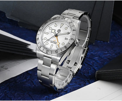 San Martin Neue 39mm NH34 BB GMT Automatikuhr, mechanische Sportuhr, Saphirglas, Leuchtanzeige, wasserdicht bis 100m, für Herren, Relogio SN0054