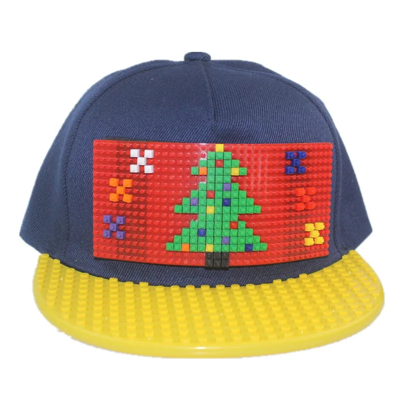 Cartoon Patchwork Baseball Caps DIY Blocks Snapback Hats Hip Hop Hat for Men Women Detachable Pixels Dad Hats Cap Kids Adults
