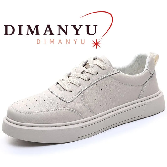 Zapatillas DIMANYU para hombre de cuero genuino 2026, nuevas zapatillas casuales de verano para hombre, con plataforma, cordones, estilo sencillo y moderno, transpirables