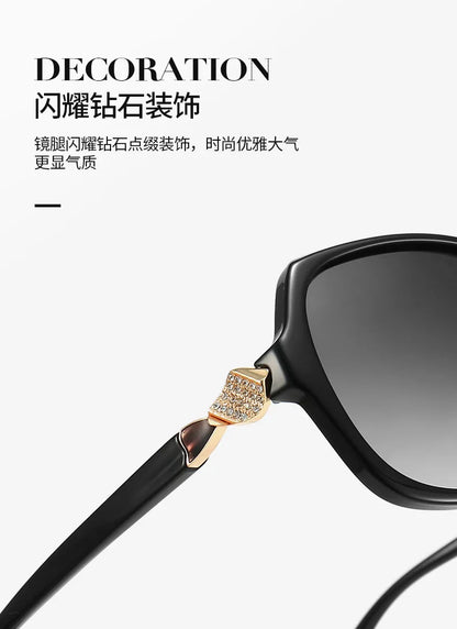 -75 -100 +125 Women Sunglasses Polarized Myopia Elegant Diamond-Embedded Frame Small Sunset Sunglasses Hyperopia Customization
