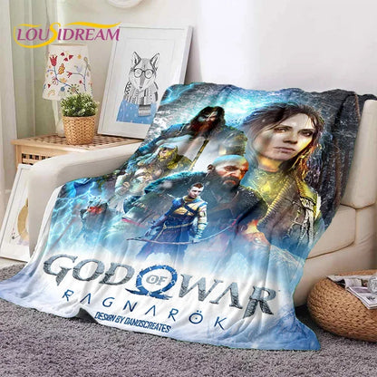 God of War Games Kratos Cartoon Soft Flannel Blanket for Beds Bedroom Sofa Picnic,Throw Blanket for Cover Outdoor Leisure Gift