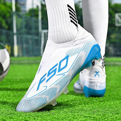 Chaussures de football respirantes AG pour hommes et femmes, chaussures de football professionnelles antidérapantes, chaussures de sport d'extérieur, crampons d'entraînement
