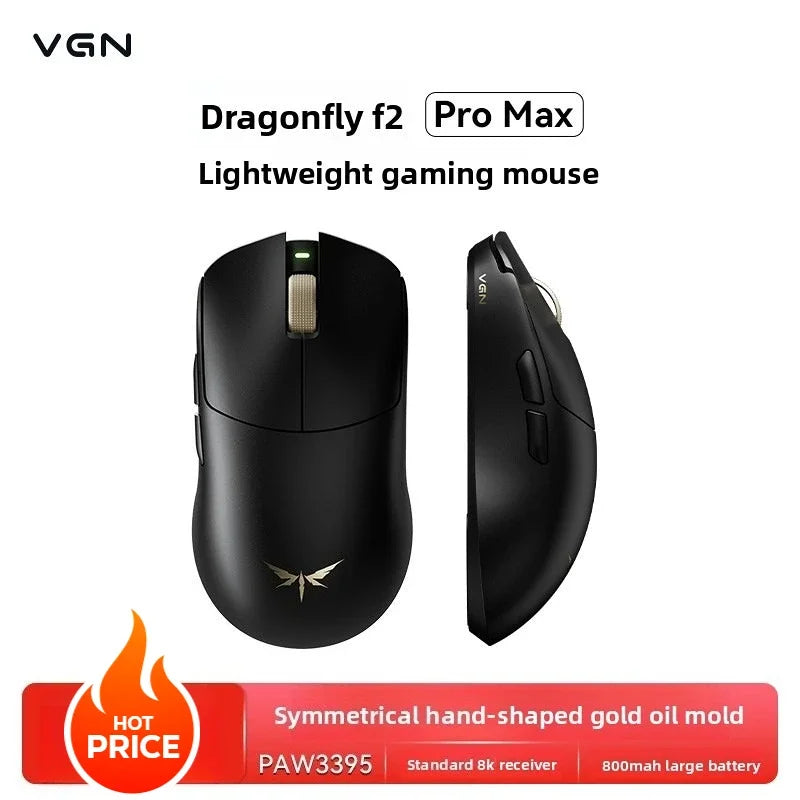 Mouse gaming esports VGN Dragonfly F2 ProMax/Ultra 42000DPI 0.125ms per CS:GO, latenza cablata/wireless Dual 8K, 3 modalità, PAW3395/3950