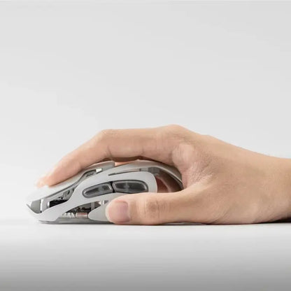 Mouse gaming wireless Angry Miao Infinity, metallo ultraleggero hollow, hot-swappable, PAW3950, dual 8K cablato, tri-mode