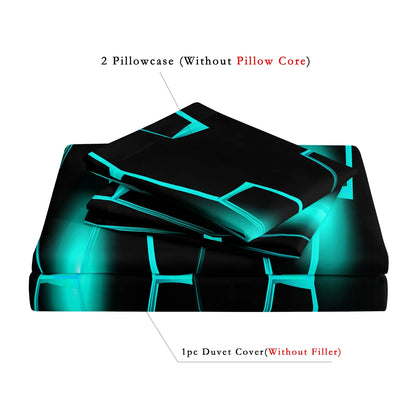 Conjunto de Capa de Edredão 3D Geométrica com Padrão Hexagonal em Favo de Mel, 3 Peças, Roupa de Cama em Poliéster Colorido com Impressão Digital e Fecho de Correr
