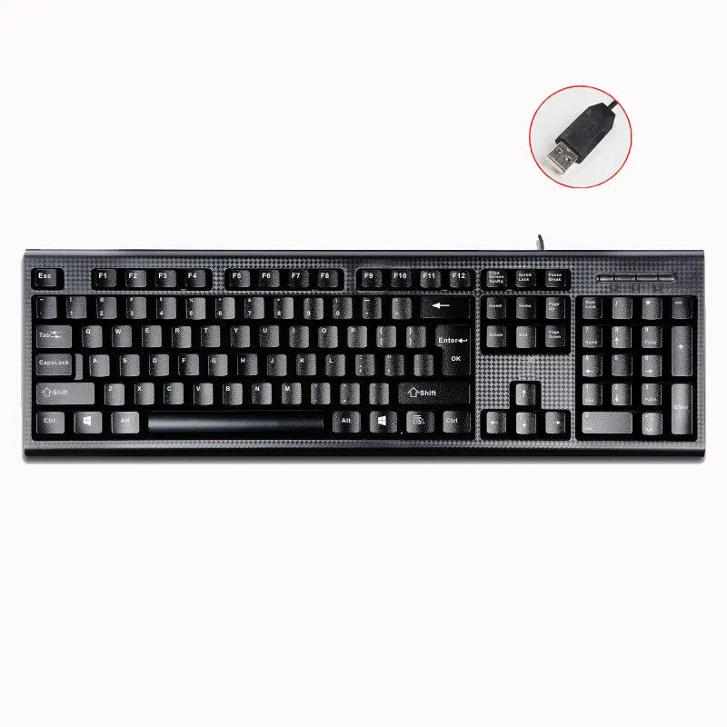 Q9 Einzeltastatur USB, quadratischer Anschluss, für Business, Büro und Zuhause, PS2-Rundanschluss, kabelgebunden, für Desktop-Computer
