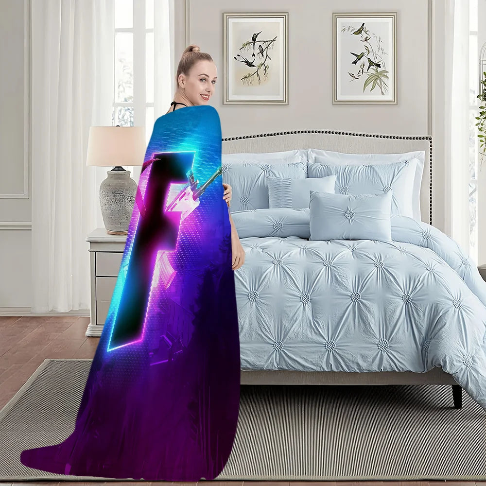 F-Fortnite Logo Game Decke – weiche Kuscheldecke für Picknick, Bett, Sofa, Zuhause und Schlafzimmer, gemütlich warm und komfortabel