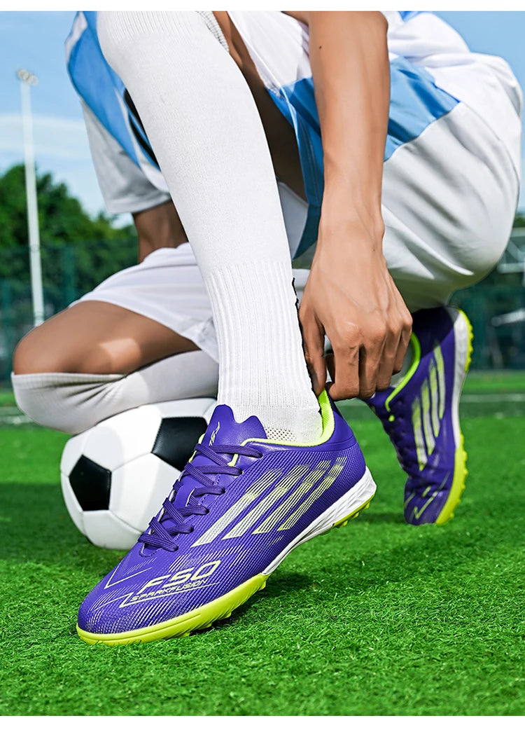 Chaussures de football pour hommes, crampons de football pas chers, chaussures de terrain AG/TF antidérapantes, chaussures de football d'entraînement en plein air pour débutants.