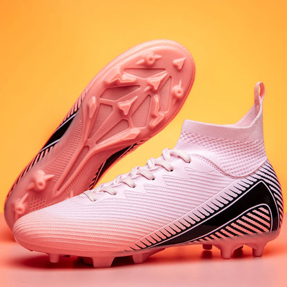 Chaussures de football pour adultes haute performance, unisexes, pour terrain extérieur et intérieur en gazon synthétique, avec crampons, chaussures de football pour garçons, semelles à crampons
