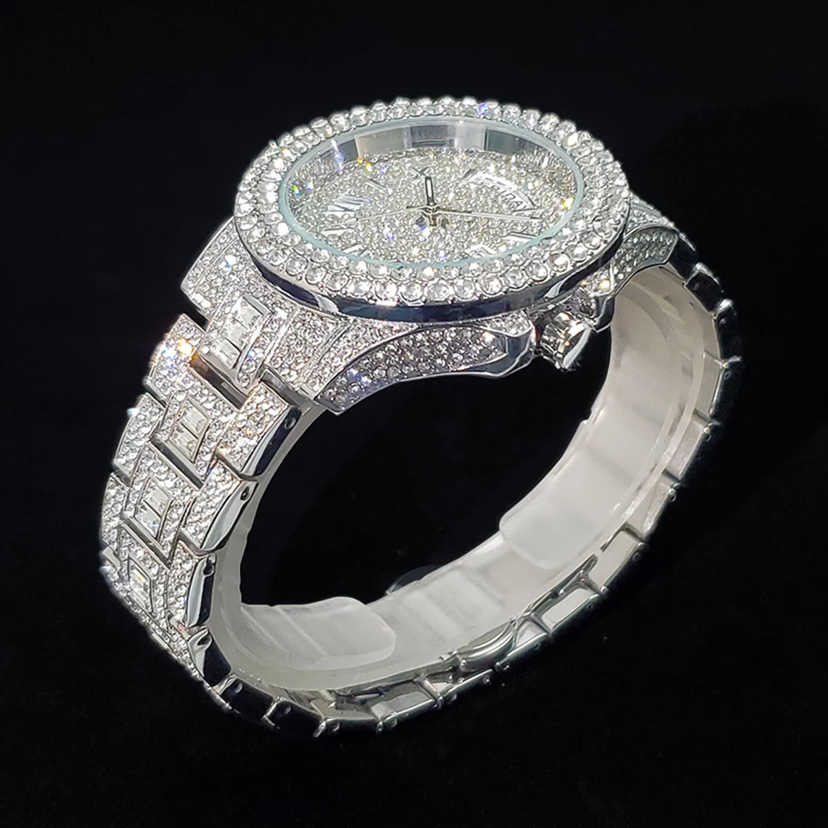 Men's Gold Quartz Watches Calendar Week Display Diamond Watch For Man Dropshipping