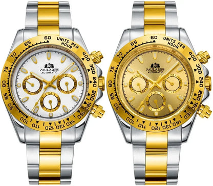 Automatic Watches for Men Mechanical Self Weind Gold Stainless Steel Glacier Ice Blue Chestnut Brown Bezel Reloj Hombre Baratos
